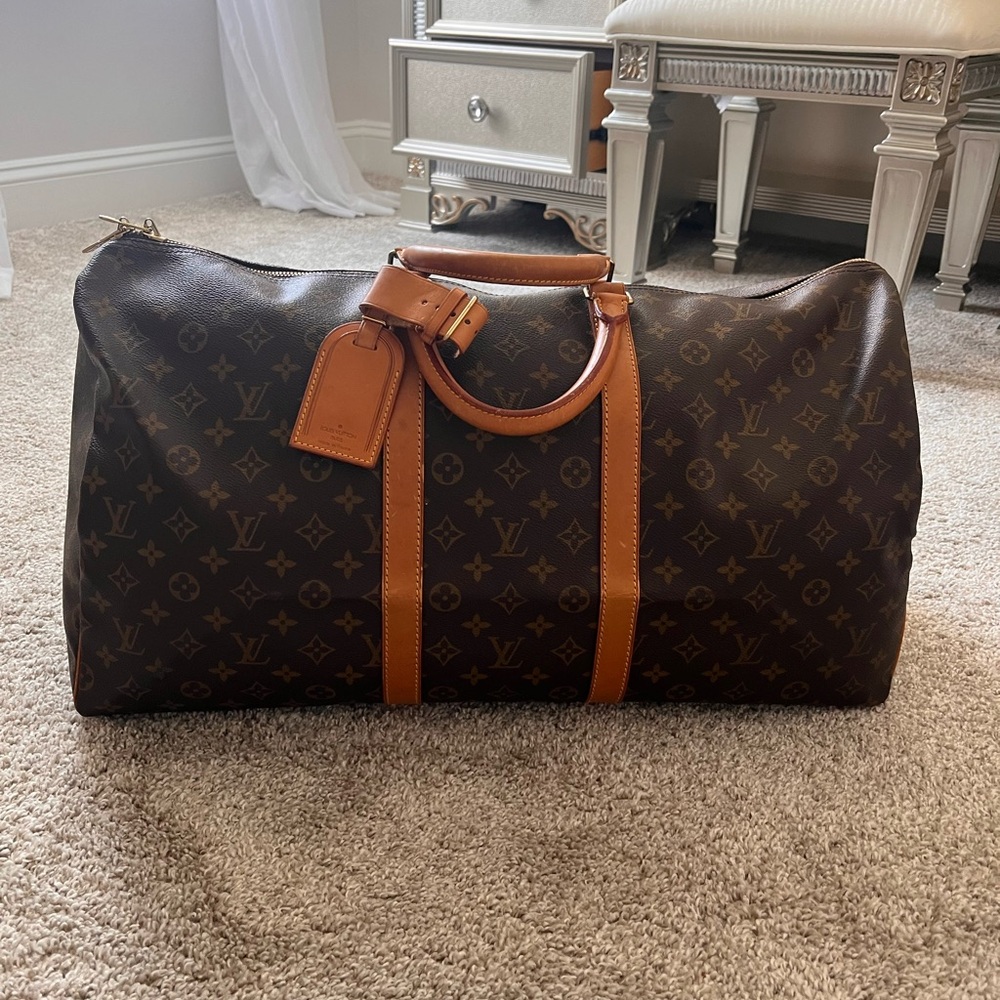 Louis Vuitton Brown Monogram Keepall 55 Duffel Bag